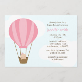 Flickor i Rosa Balloon Baby Shower Inbjudningar