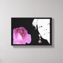 Flickor i rosa med blommigt mode illustration canvastryck