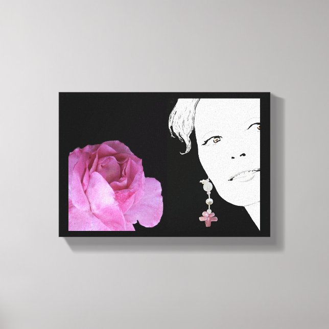 Flickor i rosa med blommigt mode illustration canvastryck (Framsida)