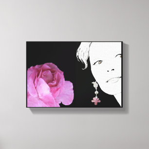 Flickor i rosa med blommigt mode illustration canvastryck