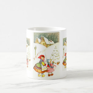 Flickor i snö kaffemugg