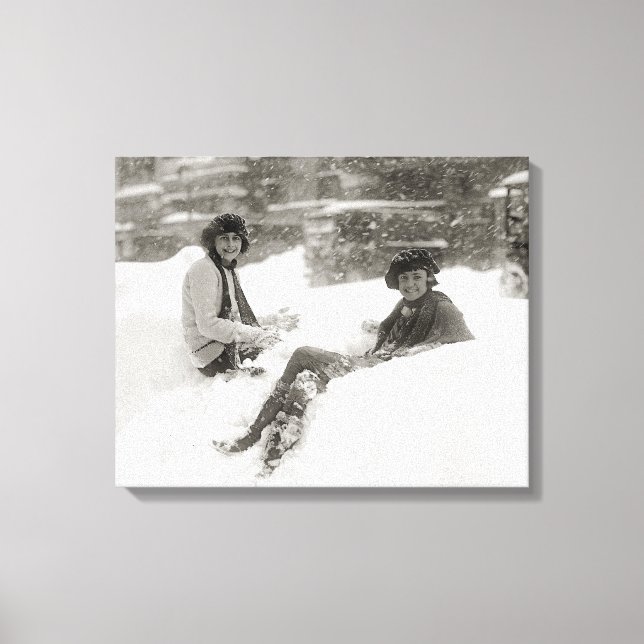 Flickor i snön, 1922 canvastryck (Framsida)