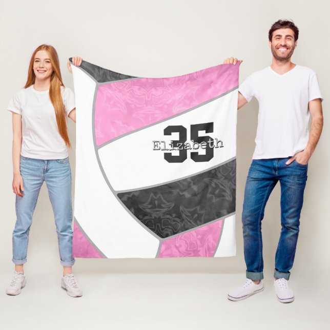 Flickor i sportens rosa svart volleyball-personlig fleecefilt (På plats)