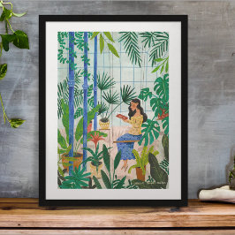 Flickor i växthusläsningsillustration poster