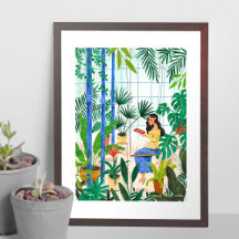 Flickor i växthusläsningsillustrationen poster