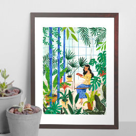 Flickor i växthusläsningsillustrationen poster