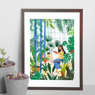 Flickor i växthusläsningsillustrationen poster