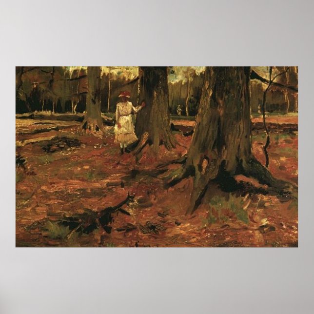 Flickor i vitt i skogen 1882, Vincent van Gogh Poster (Framsidan)