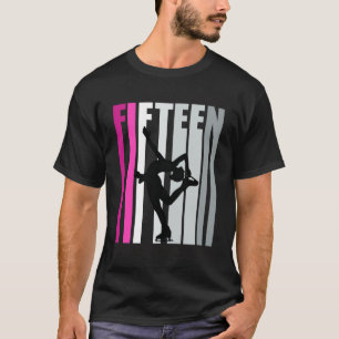 Flickor Ice Skating Birthday 15:e Ice Skater Queen T Shirt