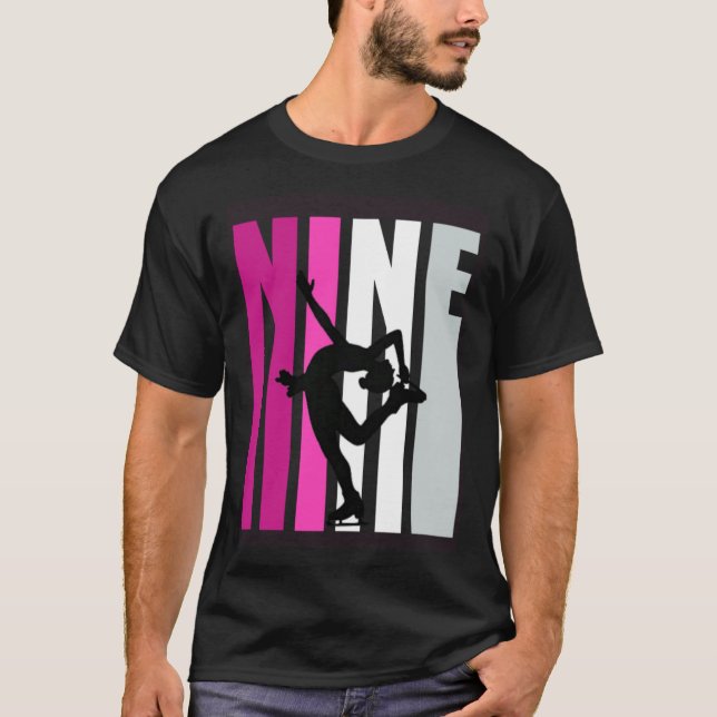 Flickor Ice Sking Birthday 9th Ice Skater Queen Fi T Shirt (Framsida)