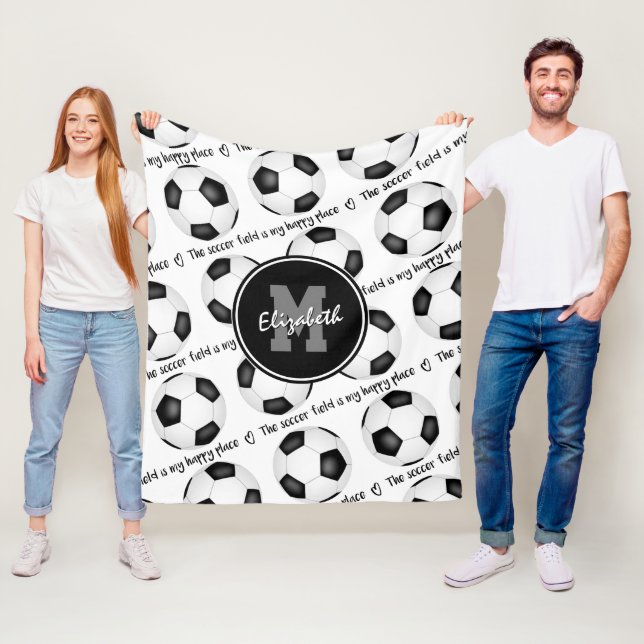 Flickor Idrott Fotbollen fält är min lycklig ställ Fleecefilt (På plats)