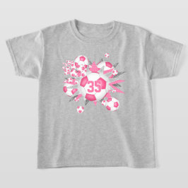 Flickor, jersey, fotbollar stjärnor rosa t shirt