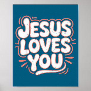 Flickor Jesus älskar rosa kristen småbarn Poster