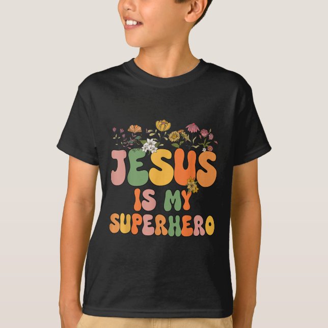 Flickor Jesus är min superhjälte, Christian syster T Shirt (Framsida)