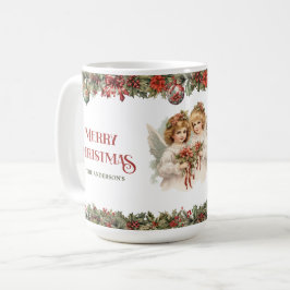 Flickor jul Victorian Änglar med holly Kaffemugg