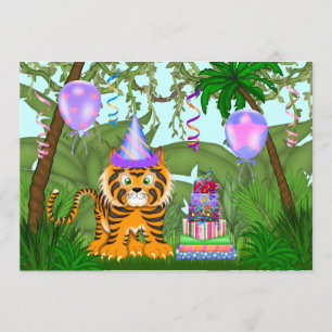Flickor Jungle Bengal Tiger Birthday-inbjudan Inbjudningar