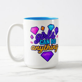 Flickor kan göra allt med diamanter Två-Tonad mugg