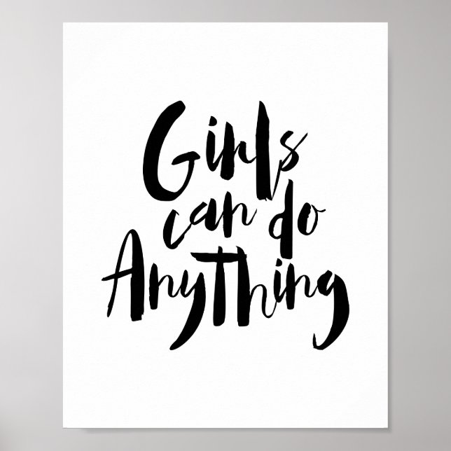 Flickor kan göra vad som helst feministisk feminis poster (Framsidan)