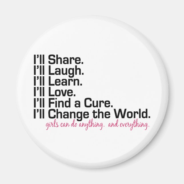 Flickor kan göra vad som helst (flickmakt) magnet (Framsidan)