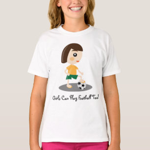 Flickor kan leka fotboll för t-shirt