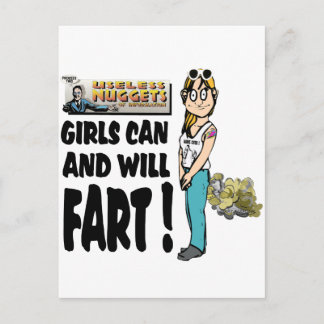 Flickor kan och Will Fart Vykort