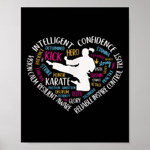 Flickor Karate Heart för Tonåringar Kvinnor Kärlek Poster
