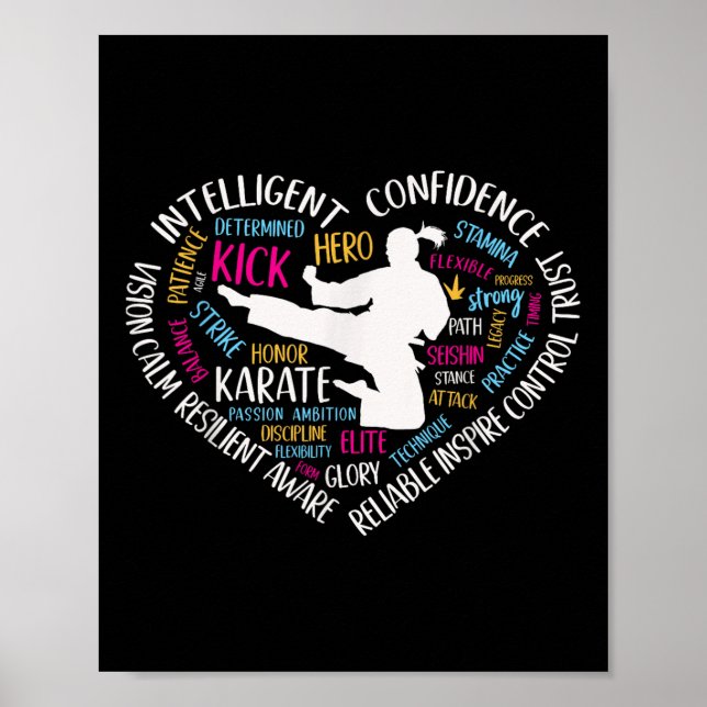 Flickor Karate Heart för Tonåringar Kvinnor Kärlek Poster (Framsidan)