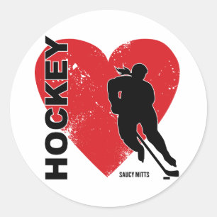 Flickor Kärlek Heart Hockey Runt Klistermärke