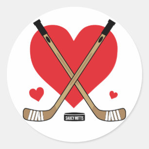 Flickor Kärlek Heart Hockey Sticks Runt Klistermärke