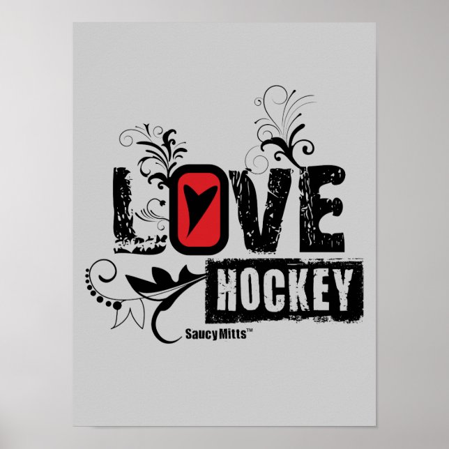 Flickor Kärlek Hockey Swirl Poster (Framsidan)