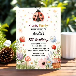 Flickor Kärlek Kryp Picnic Polka fyller första föd Inbjudningar