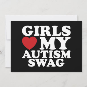 Flickor Kärlek min autism Swag Awareness Heart Inbjudningar