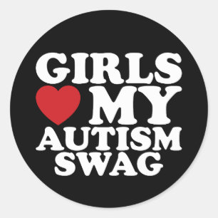 Flickor Kärlek min autism Swag Awareness Heart Runt Klistermärke