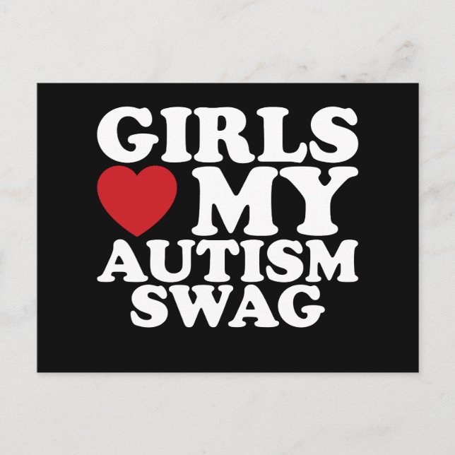 Flickor Kärlek min autism Swag Awareness Heart Vykort (Framsida)