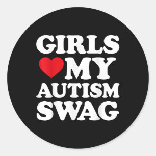 Flickor Kärlek min Autism Swag Funny Girls Heart A Runt Klistermärke