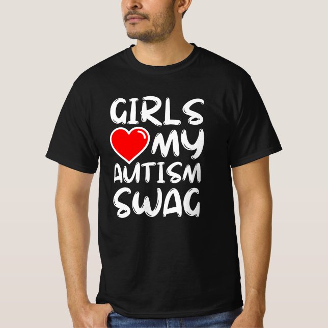 Flickor Kärlek Min Autism Swag lustig autistisk po T Shirt (Framsida)