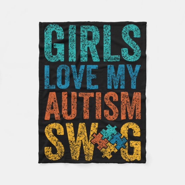 Flickor Kärlek - min Autism Swag-supporttjänst A Fleecefilt (Framsidan)