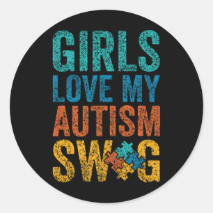 Flickor Kärlek - min Autism Swag-supporttjänst A Runt Klistermärke
