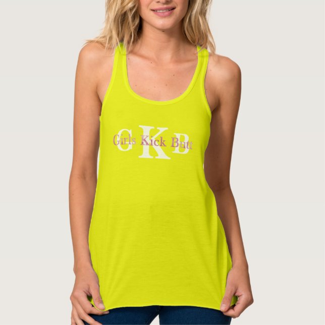 Flickor Kick Butt! Tanktop Linne Med Racerback (Framsida)