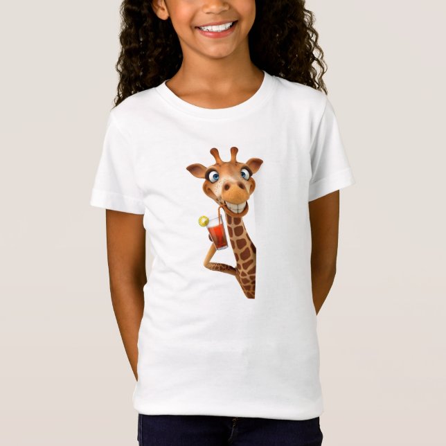 Flickor - kläder - Funny Giraffe T Shirt (Framsida)
