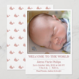 Flickor, klassiskt fyrkantigt foto - enkelt födels meddelande