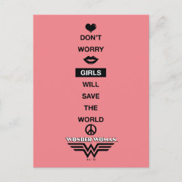 Flickor kommer att Spara World  Woman Graphic Vykort