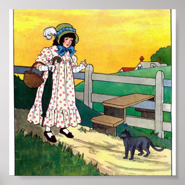 Flickor kommer över en kattkonst poster (Framsidan)