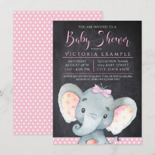 Flickor Kritskrifts Elefant Baby Shower Inbjudan