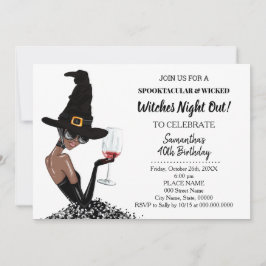 Flickor kvällsvitcher Halloween-Födelsedagsfest Inbjudningar