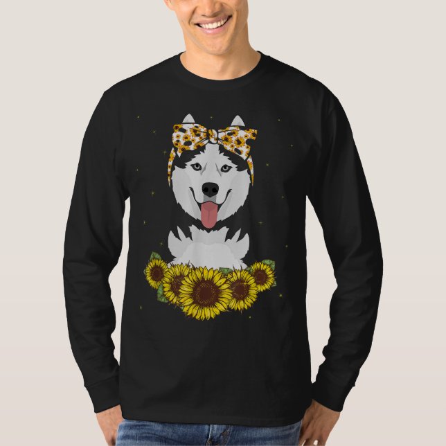 Flickor Kvinnor Mamma Hund Solrosgåva från Siberia T Shirt (Framsida)