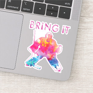 Flickor, kvinnor tar med sig det hockey Goalie Wat Klistermärken