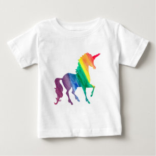 Flickor kyler ungar för regnbågeUnicornvattenfärg Tee Shirt