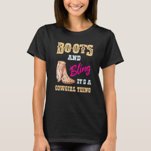 Flickor Leopard Boots som klär sig som en cowgirl  T Shirt