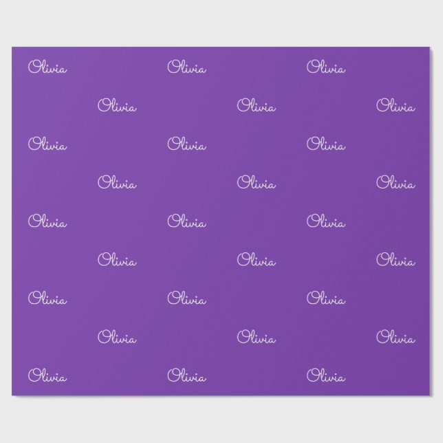 Flickor Lila Anpassat Namn Present Presentpapper (Platt)